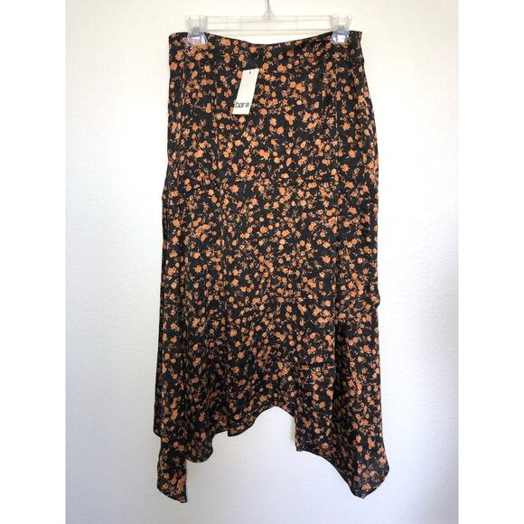 Bar III Black and Orange Tiered Midi Skirt - 8 - Picture 4 of 4